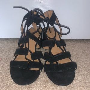 lace up chunky heels